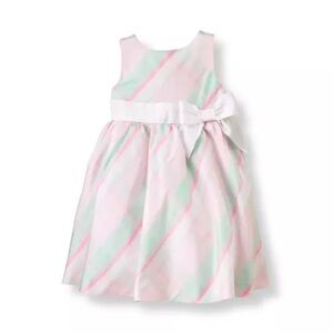 Janie and Jack Spring Plaid Silk Dress size 5 with Headband